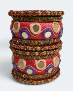 Elegant Double Circle Mirror Bangles Light Red – Kaysons