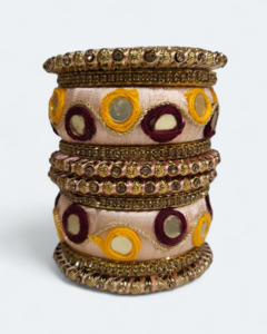 Elegant Double Circle Mirror Bangles Peach – Kaysons