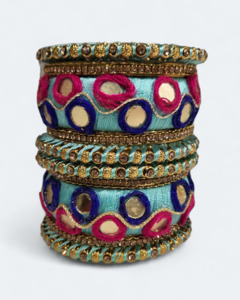 Elegant Double Circle Mirror Bangles Pista – Kaysons