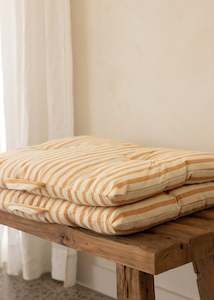 Cushions: Madam Stoltz Doubled Sided Striped Mattress 60 x 100 / Off White & Dark Honey