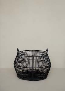 Baskets: Kaia Rattan Basket Diamond / Charcoal