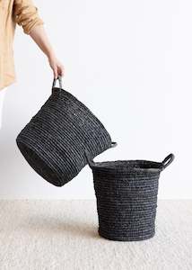 Baskets: Elsa Sisal Basket Set Of 2 / Charcoal