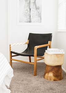Chairs: Leather Sling Chair / Black