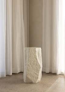 Coffee And Side Tables: Rock Plinth / Eggshell