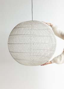 Globe Linen Lantern: Globe Pendant / White