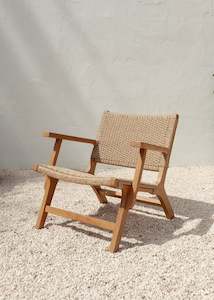Chairs: Sunday Teak Lounger with Arm Rest Outdoor / Natural