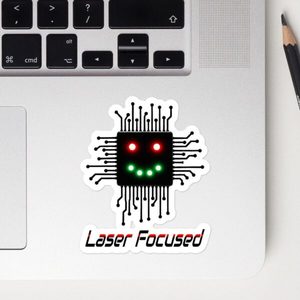 Products: Laser Focused Chip With LED Eyes Tech Sticker/Decal - Kea Sigma Delta