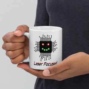 Products: Fun Laser Focused White Glossy Mug - Kea Sigma Delta