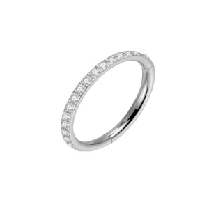 16g Silver CZ Outer Titanium Hinged Ring