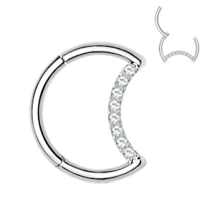 Hinged Rings: Silver Cubic Zirconia Titanium Hinged Moon