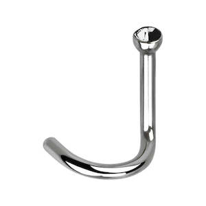 Nose Piercing Jewellery: CZ Bezel Titanium Nose Screw
