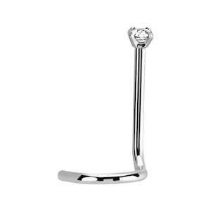 Nose Piercing Jewellery: Silver Cubic Zirconia Surgical Steel Nose Screw