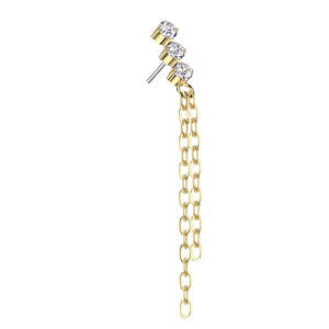 New Collection: Gold CZ Drop Chain Titanium Threadless Top