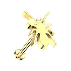 Flat Piercing Jewellery: Gold Spider Titanium Threadless Labret