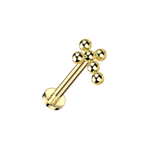 Gold Cross Titanium Threadless Labret