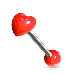 Acrylic: Red SS/Acrylic Heart Tongue Bar