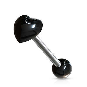 Acrylic: Black SS/Acrylic Heart Tongue Bar