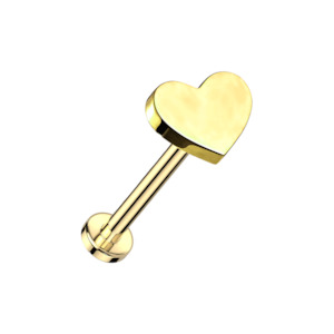Labret: Gold Heart Titanium Threadless Labret