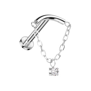 Labret: Silver Chain Titanium Threadless Labret