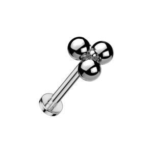 Labret: Silver Trinity Titanium Threadless Labret