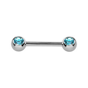 Aquamarine Surgical Steel Nipple Bar