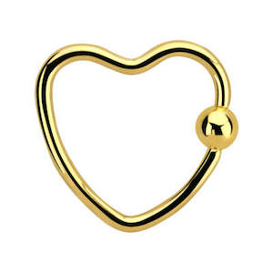 16g Gold Surgical Steel Heart Ring