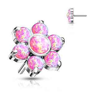 Pink Opal Flower Titanium Threadless Top