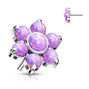 Purple Opal Flower Titanium Threadless Top