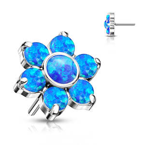 Blue Opal Flower Titanium Threadless Top