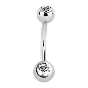 Navel Piercing Jewellery: Cubic Zirconia Mini Surgical Steel Navel Bar