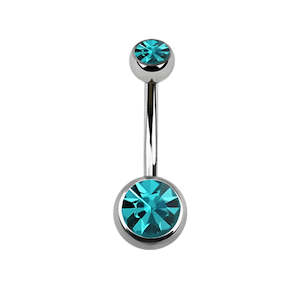Aquamarine Titanium Navel Bar