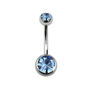 Navel Piercing Jewellery: Titanium Light Sapphire Navel Bar