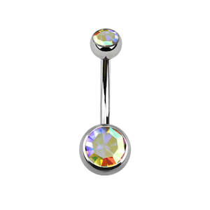 Navel Piercing Jewellery: Titanium Aurora Borealis Navel Bar