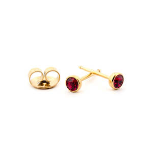 July (Ruby) Gold Earrings