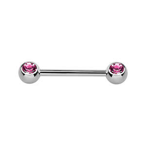 Bridge Piercing Jewellery: Silver Rose Surgical Steel Nipple Bar