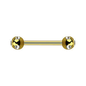 Bridge Piercing Jewellery: Gold Multi Jeweled Surgical Steel Barbell