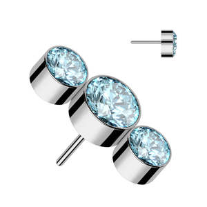 Black And Rose Gold Threadless Tops: Aquamarine 3 Round Curve Titanium Threadless Top