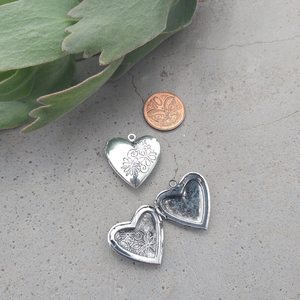 DIY Photo Charm Silver Heart Locket - Keepsake Bouquets