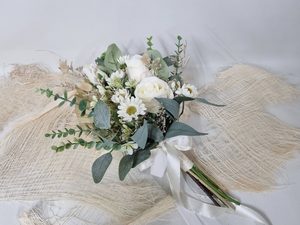 WEDDING READY SILK & DRIED WHITE BOUQUET - Keepsake Bouquets
