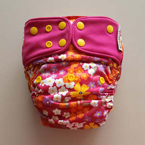 Core Large Nappies: Kekoa Core Large | Magenta Flowers