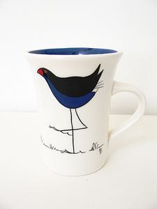 Products: Keriblue Ceramics – Original Mug – White Pukeko Keriblue Ceramics