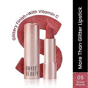 Swiss Beauty - More Than Glitter Lipstick Shade No. 05 Shine Mauve