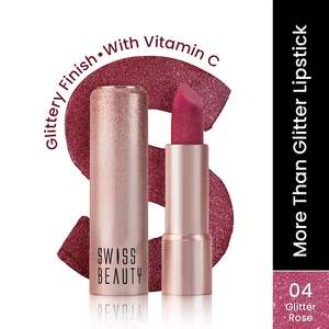 New Collection: Swiss Beauty - More Than Glitter Lipstick Shade No. 04 Glitter Rose