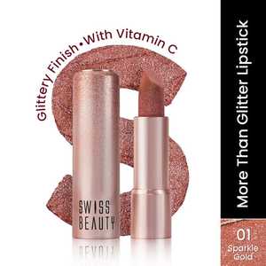 New Collection: Swiss Beauty - More Than Glitter Lipstick Shade No. 01 Sparkle Gold