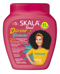 Curly Hair Enhancement: Skala Brasil Divino Potinho Kids 2-in-1 Hair Treatment Conditioning Cream for Wavy, Curly, Coily and Kinky Hair 1000g