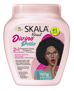 Curly Hair Enhancement: Skala Brasil Divino Potao Divine Curls 2-in-1 Hair Treatment Conditioning Cream for Hydration, Shine and Frizz Control 1000g