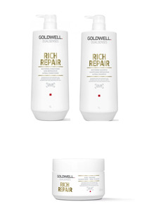Value Packs: Goldwell Dualsenses Rich Repair Trio Bundle (1L + 200ml Treatment)