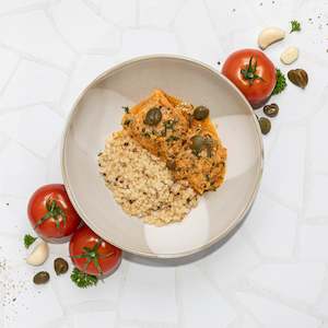Creamy Tuscan Salmon on Cauli Rice-(Keto)