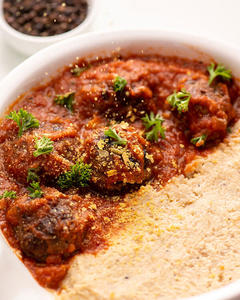 Italian Beef Meatballs Marinara Sauce & Cauli Mash
