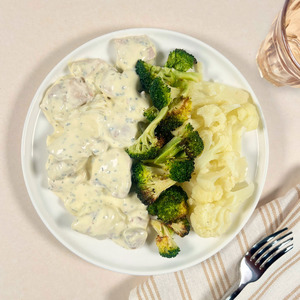 Tarragon Chicken with Cauliflower and Charred Broccoli